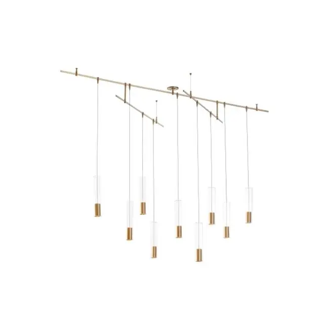Captra Chandelier 9 Light Aged Brass LED 3000K 90 CRI 12Vremote