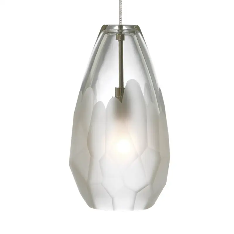 Briolette Pendant in Satin Nickel with Frost glass FreeJack Bulb(s) Included