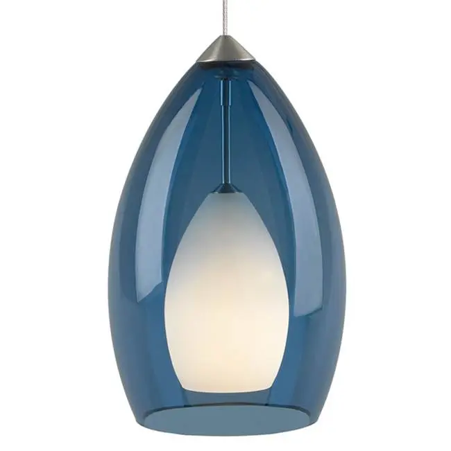 Fire Pendant in Satin Nickel with Steel blue Glass FreeJack Bulb(s) Not Included