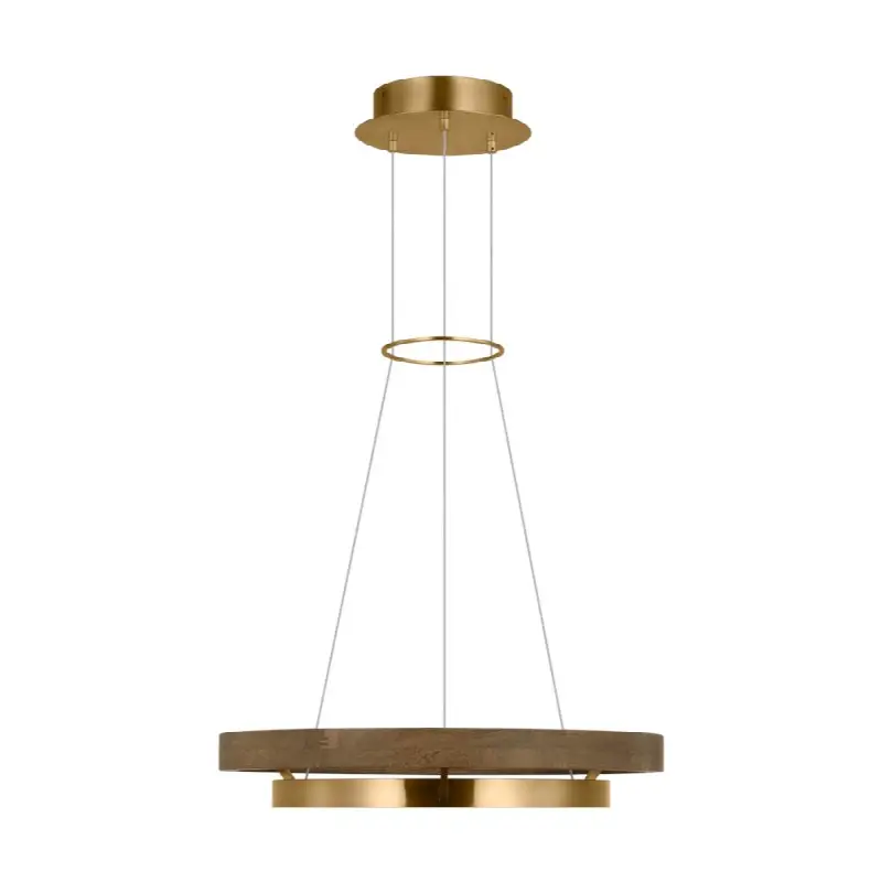 Grace 24 Chandelier Natural Brass/ weathered oak LED 90 CRI 3000K 120V