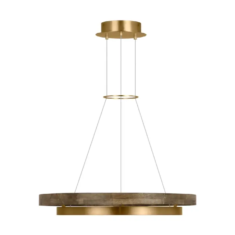 Grace 30 Chandelier 30" Diameter Natural Brass/ weathered oak 3000K 90 CRI integrated led 90 cri 3000k 120v