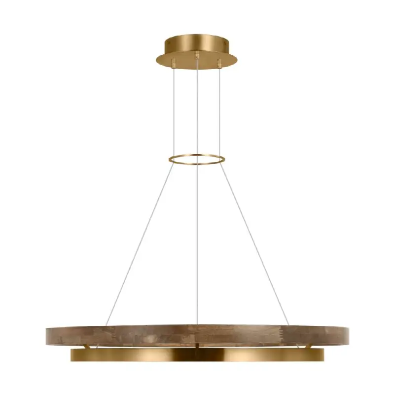 Grace 36 Chandelier Natural Brass/ weathered oak 3000K 90 CRI integrated led 90 cri 3000k 120v