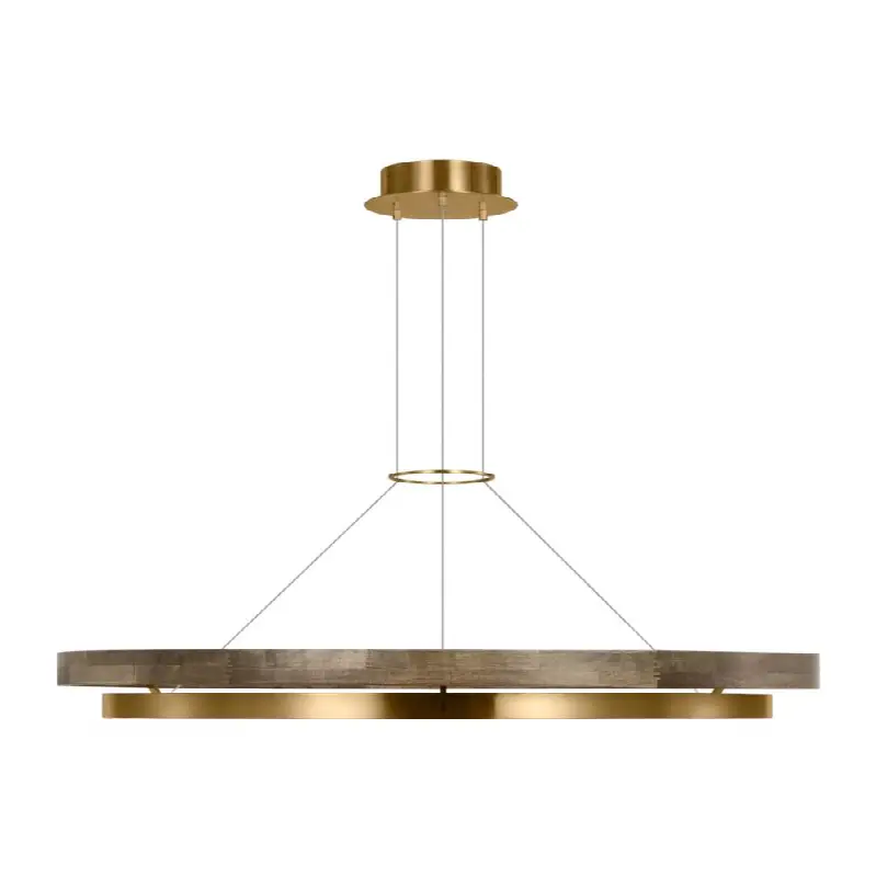 Grace 48 Chandelier Natural Brass/ weathered oak LED 90 CRI 3000K 120V