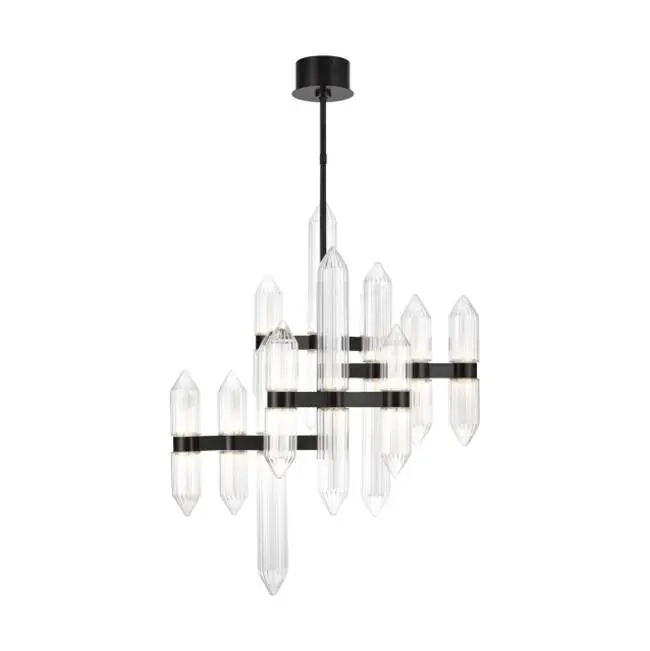 Langston Medium Chandelier plated dark Bronze 2700K 90 CRI integrated led 90 cri 2700k 120v-277v unv