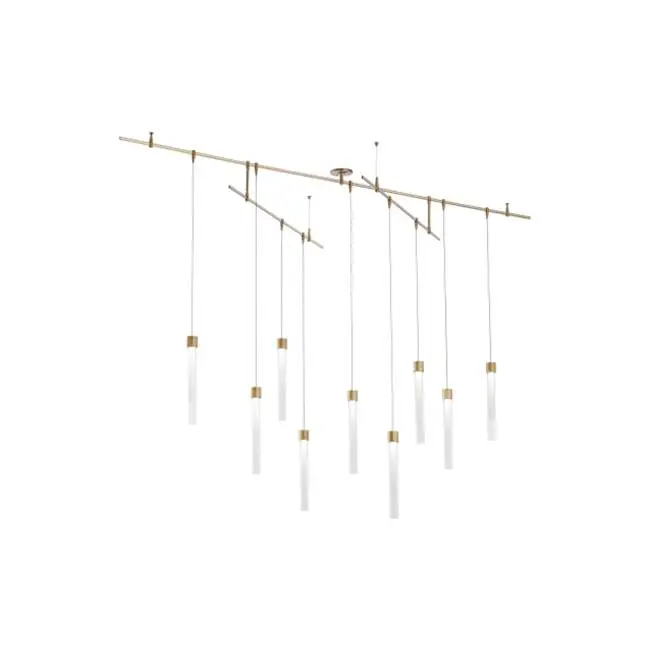 Mini Linger Chandelier 9 Light Natural Brass 3000K 90 CRI integrated led 90 cri 3000k surface