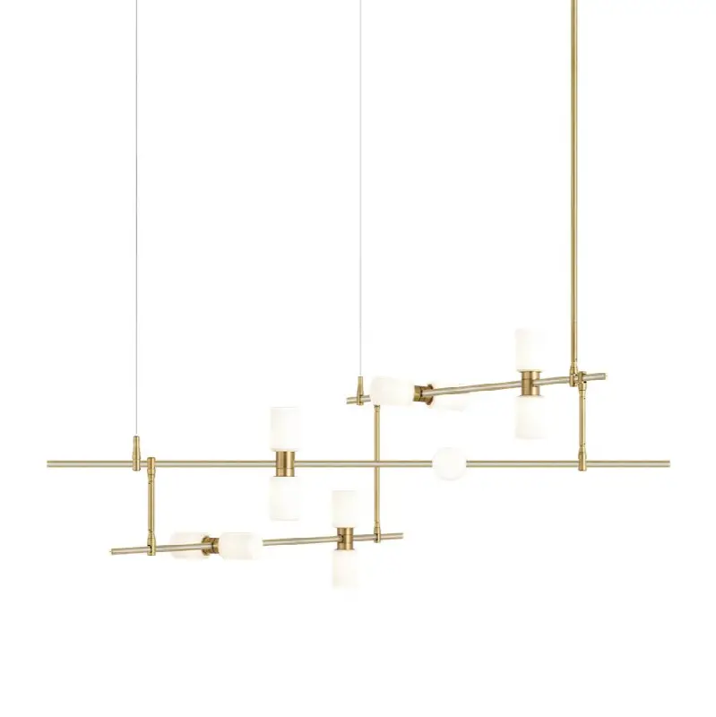 ModernRail Chandelier 2 Glass Cylinders Aged Brass 3000K 90 CRI 24v surface canopy