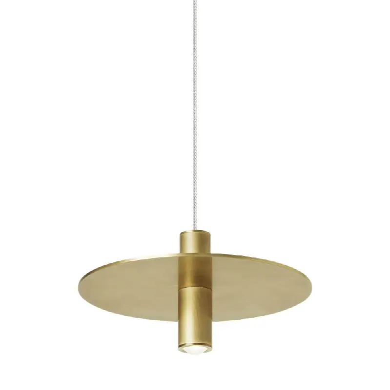 Mini Ponte Pendant in Natural Brass with Metal Shade MonoRail Bulb(s) Included