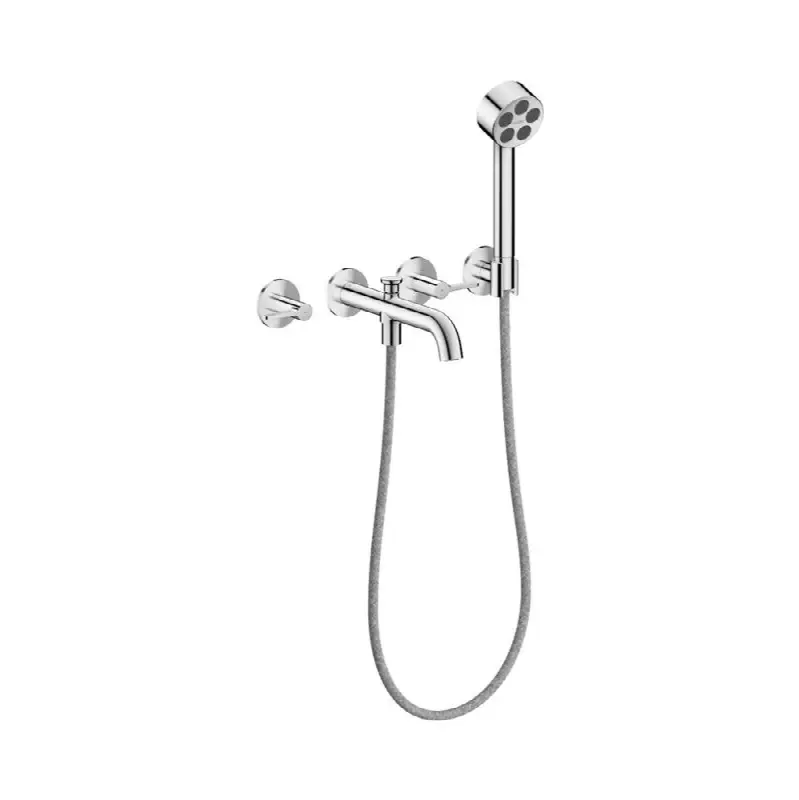 One 3-Hole Wall Mounted Tub Filler, with 1.75gpm Handshower, Lever Handle