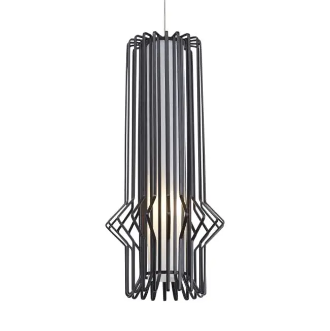 Syrma Mini Pendant in Satin Nickel with Matte Black MonoRail Bulb(s) Included